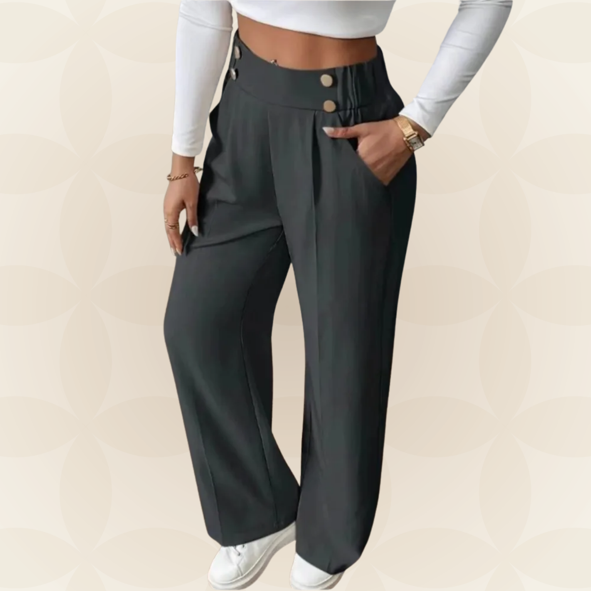 Anita - Fijne rechte Casual broek met mooie details