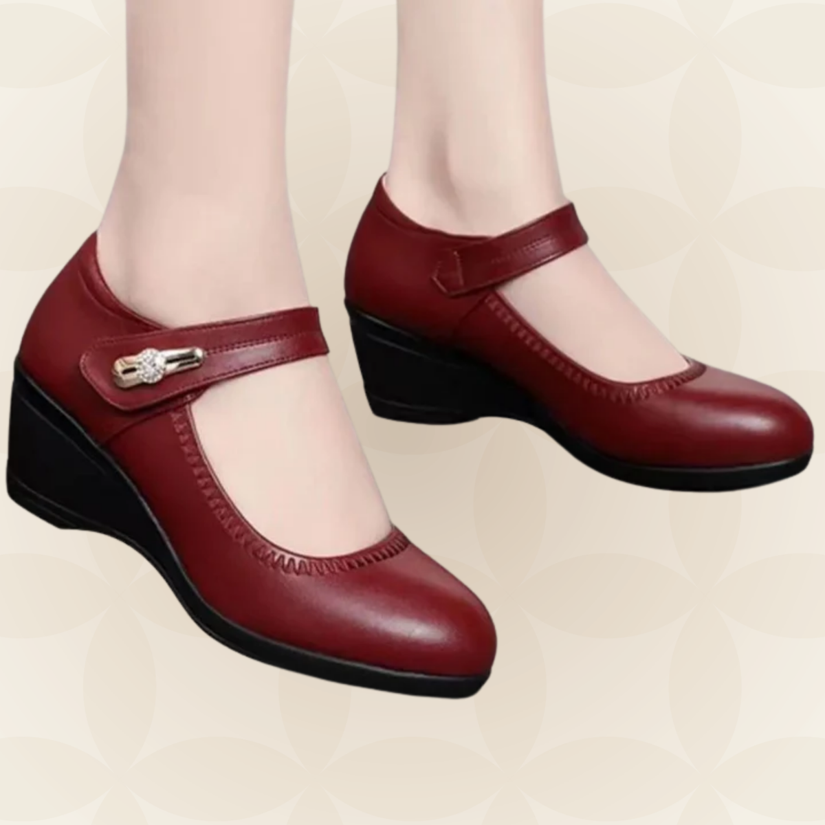 Jacoba - Zachte leren schoenen met hak en een zachte, antislipzool