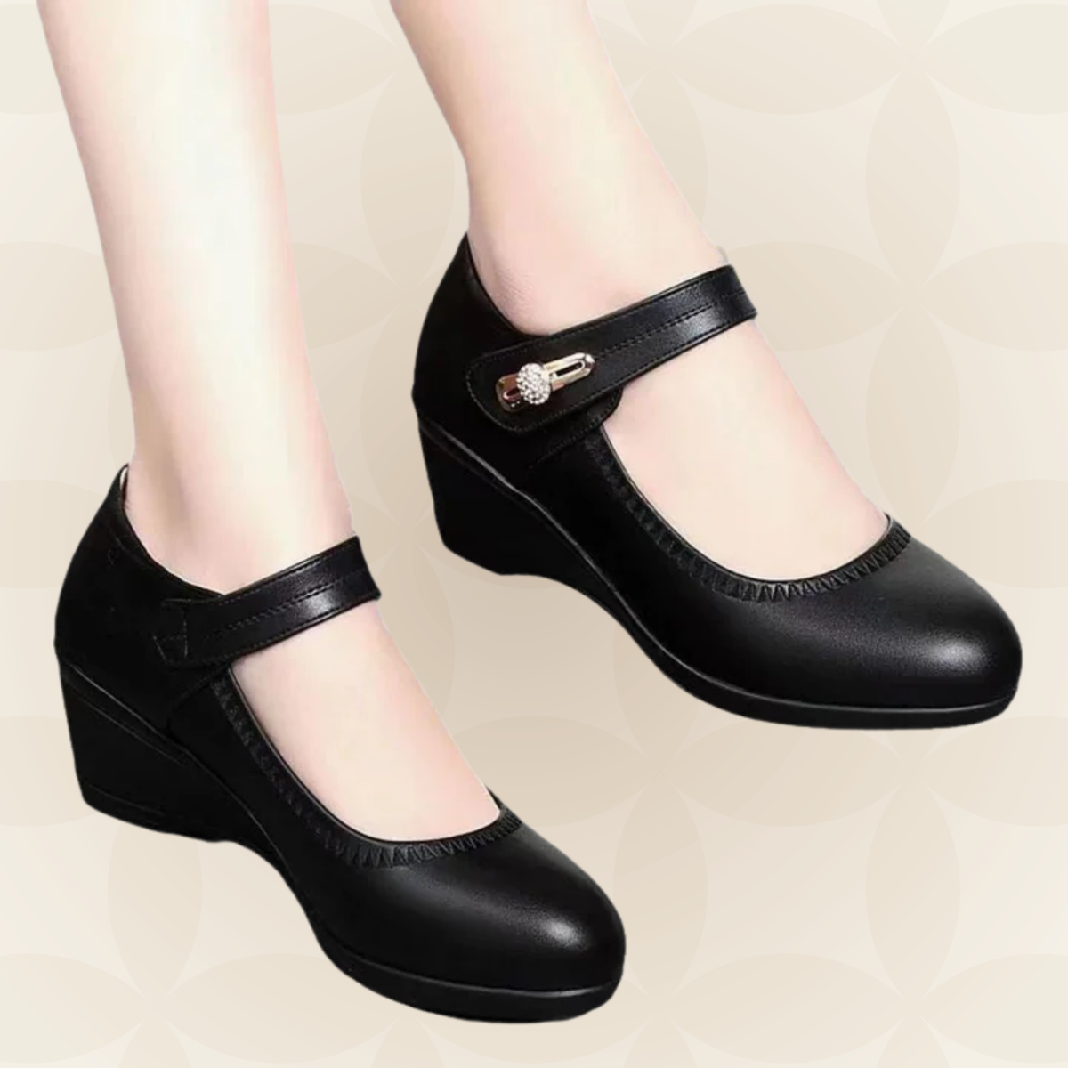 Jacoba - Zachte leren schoenen met hak en een zachte, antislipzool