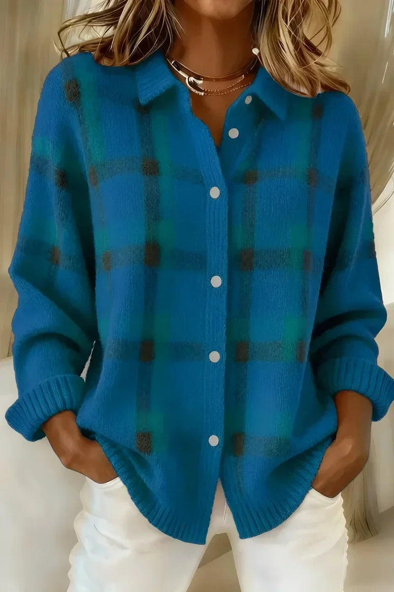 Kelsey™ | Geborsteld Gebreid Ruitjes Cardigan