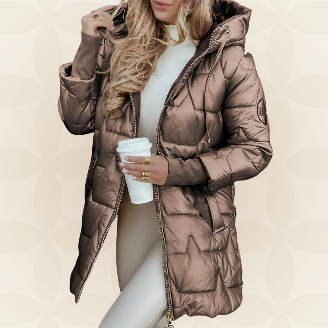 Carina – Warme gewatteerde winterjas met capuchon
