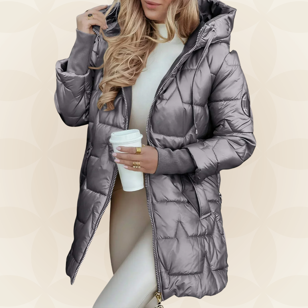 Carina – Warme gewatteerde winterjas met capuchon