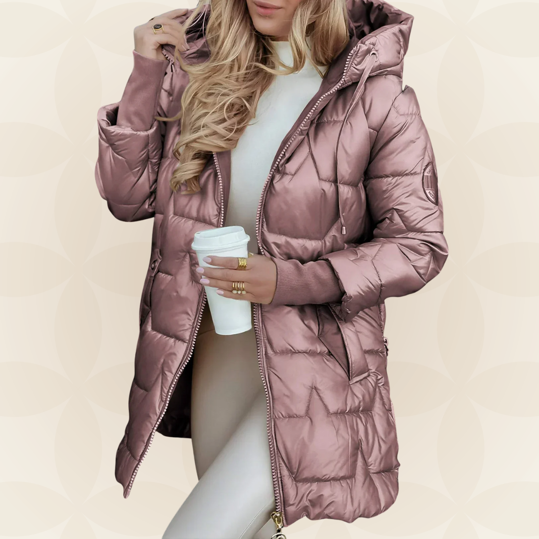Carina – Warme gewatteerde winterjas met capuchon