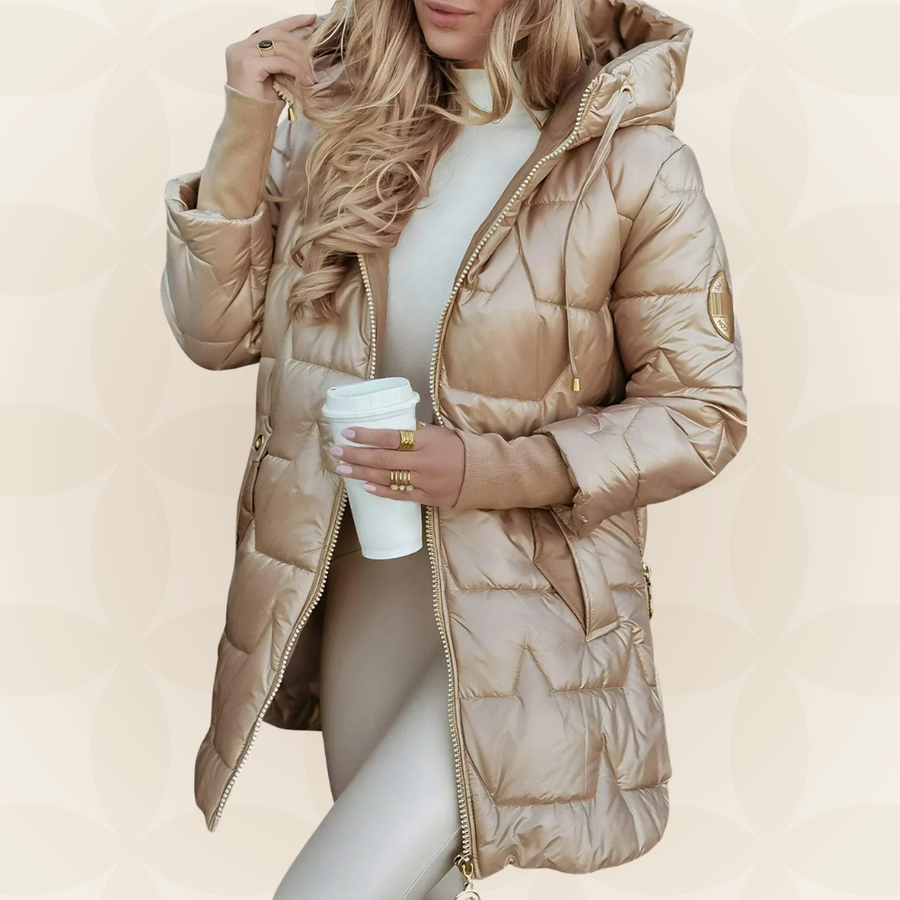 Carina – Warme gewatteerde winterjas met capuchon
