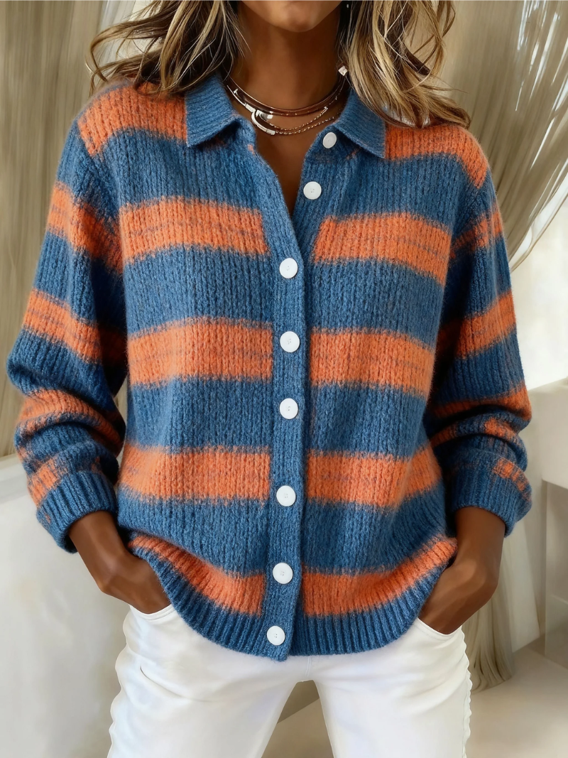Livia | Gestreepte Gebreide Cardigan