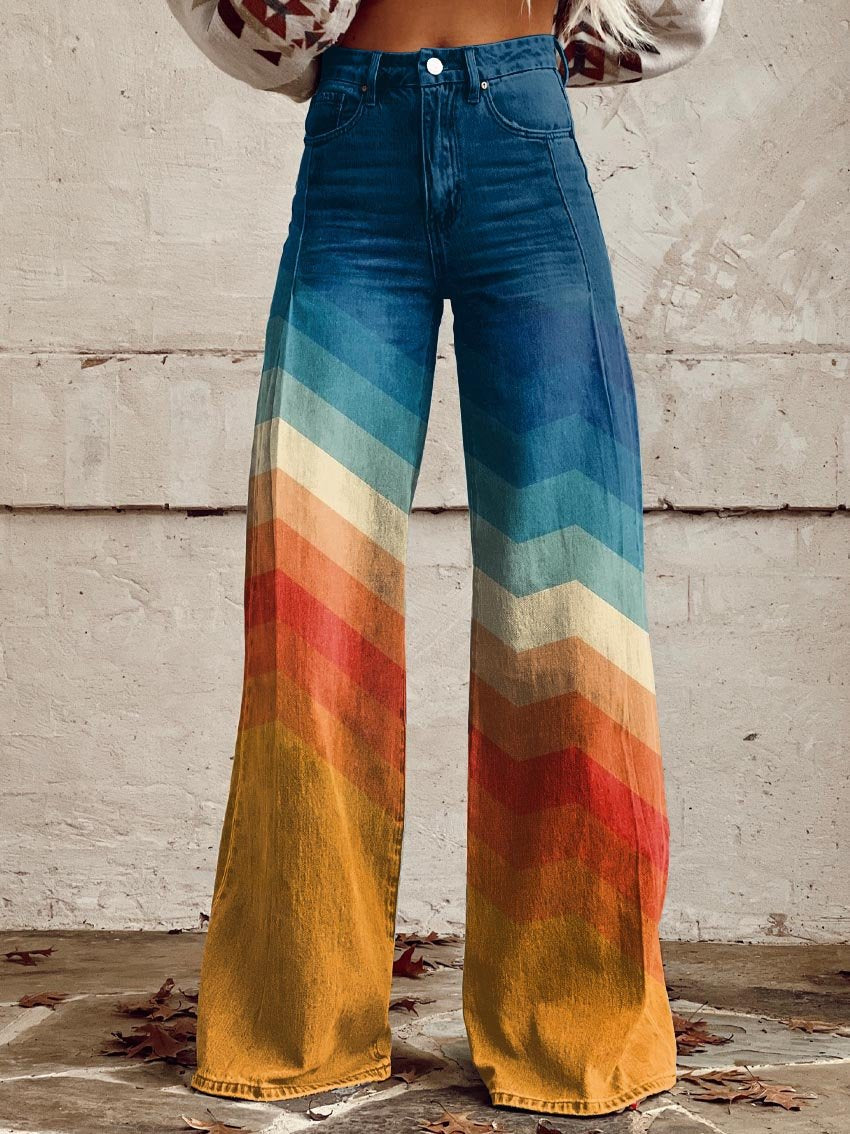 Léa - Elegante Retro Zigzag Broeken